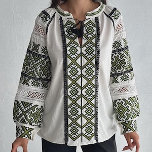 Beige white blouse, embroidered women blouse, women gift, birthday gift