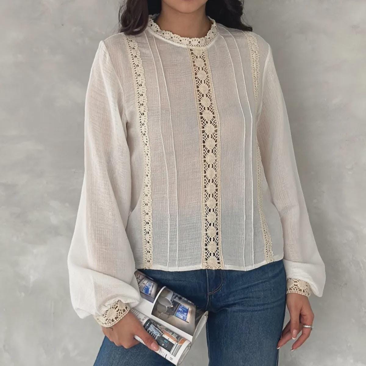 Ivory Lace Blouse - Etsy