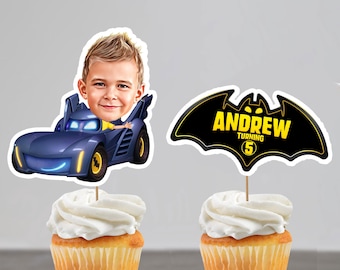Personalized Batwheels Cake Topper: Custom Photo Birthday Decoration (Digital Download) ,Bam, Batmobile