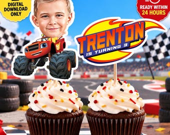 Personalized Blaze Cake Topper: Custom Photo Birthday Party (Digital Download)