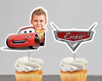 Personalized Lightning McQueen Cake Topper: Custom Cars Birthday Decoration (Digital Download)