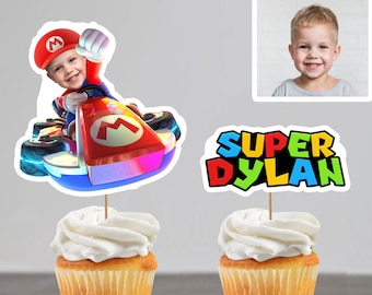 Personalized Super Mario Birthday Cake Topper – Custom Photo Decoration (Digital Download)