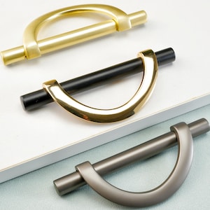Exquisite Semicircle Handles Dresser Pulls Drawer Handle Gold Kitchen Cabinet Pulls Door Handles Closet Knob Pull Pearl Grey Modern Hardware