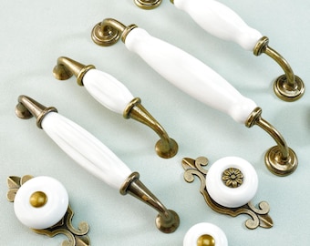 Milchig weiße Keramikgriffe Kommode Schubladengriffe Küchenschrank Knäufe abgerundete Knöpfe Türgriffe Schrank runde Knäufe zieht moderne Hardware