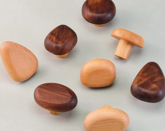 Gałka z litego drewna o wielu kształtach, uchwyt do drzwi szafki z czarnego orzecha, uchwyt do szuflady komody z drewna bukowego, okrągła gałka do szafki kuchennej, nowoczesne okucia