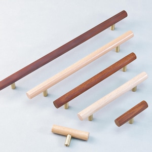 Solid Wood T Bar Handles Brass Black Walnut Pulls Cabinet Door Handle Closet Knob Dresser Drawer Pull Beech Kitchen Cupboard Handle Hardware