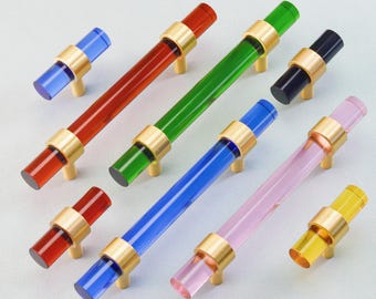 Transparent Colorful Handles T-Knob Dresser Drawer Handle Kitchen Cabinet Pull Door Handles Closet Knob Closet Cupboard Pulls Knobs Hardware