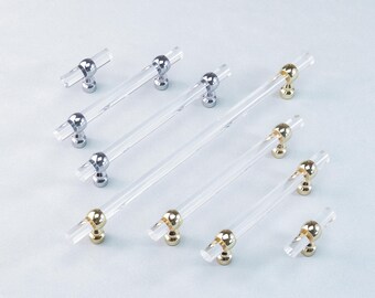 Acrylic T Type Knob Pulls Dresser Drawer Handles Kitchen Cabinet Pulls Door Handles Transparent Handles Closet Cupboard Pulls Knobs Hardware