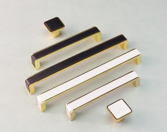 Simple Square Edge Handle Dresser Drawer Handle Kitchen Cabinet Pull Door Pull White Gold Handle Black Closet Knob Pull Modern Hardware