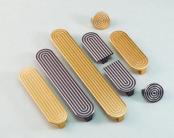 Einzigartige Streifen Griffe Gold Küchenschrank Pull Türgriff Runde Knauf Schrank Knöpfe Schwarz Kommode Schublade Griffe Moderne Hardware Knauf 3,26 ''