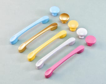 Practical Colorful Handle Dresser Drawer Handles Round Knob Children Closet Knob Kitchen Cabinet Pull Door Handle Round Knob Modern Hardware
