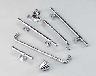 French Style Zinc Alloy Pulls Dresser Drawer Handle Cabinet Pull T-Knob Wardrobe Handles Chrome Closet Door Handles Pulls Modern Hardware
