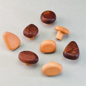 Solid Wood Multiple Shapes Knob Black Walnut Pull Cabinet Door Handle Beech Dresser Drawer Pull Kitchen Cupboard Round Knob Modern Hardware