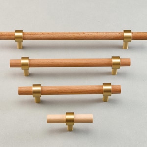 Nature Wood Pulls T Bar Handles Cabinet Door Handles Closet Knobs Dresser Drawer Pulls T Knob Beech Kitchen Cupboard Handles Modern Hardware