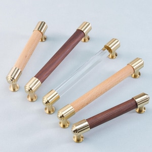 Simple Wood T Bar Pulls Brass Walnut Pull Cabinet Door Handle Closet Knob Crystal Dresser Drawer Pull Beech Kitchen Cupboard Handle Hardware