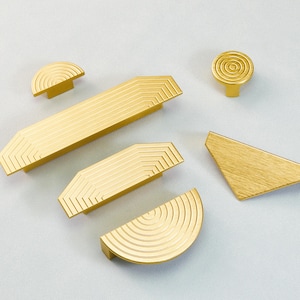 Unique Style Semicircle Gold Handles Drawer Dresser Cupboard Pulls Kitchen Cabinet Pulls Modern Wardrobe Handles Knobs Stripe Pulls Hardware