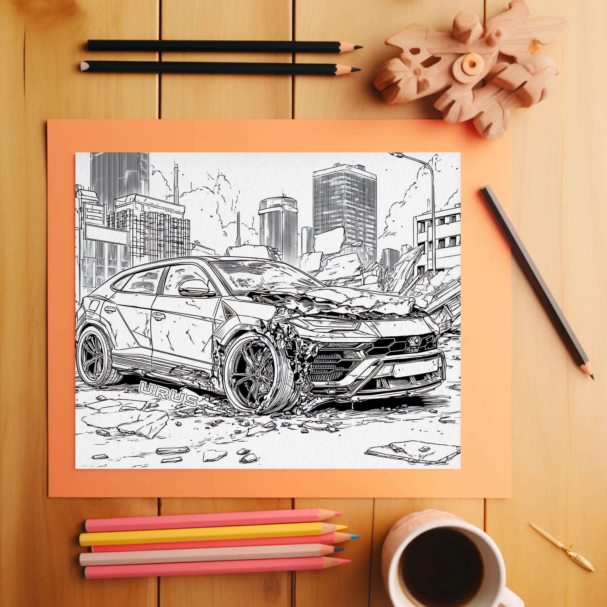 Destroyed Supercars Coloring Book: 55 Wrecked Luxury Car Pages - Etsy