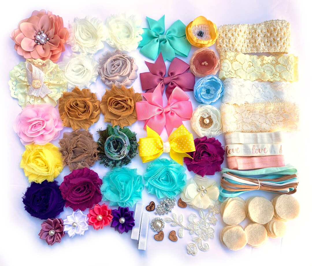 Baby Shower Headband Kit, DIY Headband Kit, Flower Headband Kit