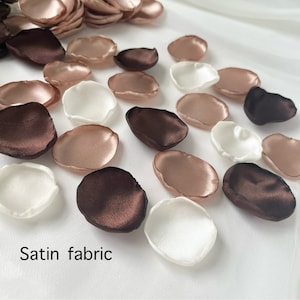 Taupe Rose Petals, Fabric Rose Petals,  Flower Girl Petals, Satin Brown Petals, Ivory Wedding Petals, Wedding Rose Petals, coffee rose petal