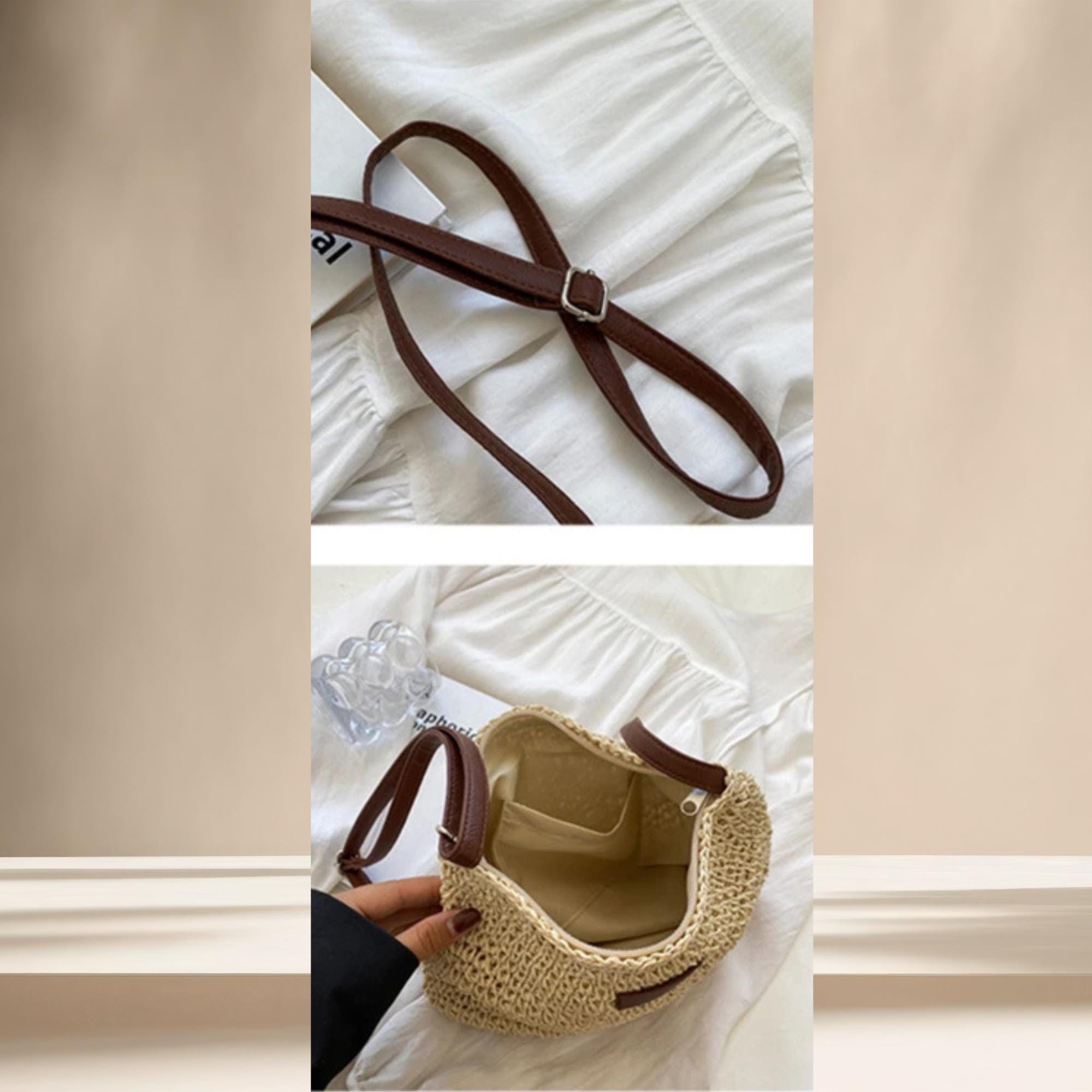 Woven Straw Crossbody Bag for Women, Summer Beach Purse 