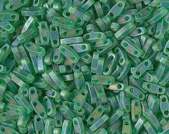 Matte Transparent GREEN Ab green Miyuki 5-15 grams 5x1.2x1.9mm Quarter Tila Beads QTL-146FR qt30 ab sage, 2 hole
