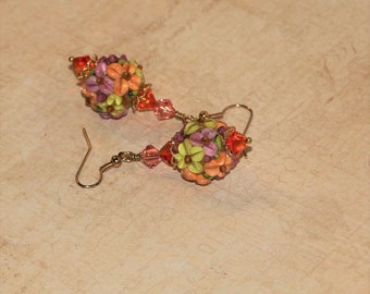 Blue and Yellow FlowerFloral Lampwork Earrings SRA Lampwork Earrings Lampwork Jewelry Earrings SRA Lampwork Jewelry