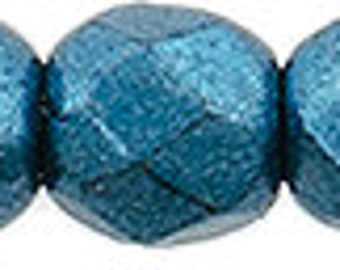 50, 03-04B07, Saturated Metallic Shaded Spruce, ColorTrends, 3mm Czech Fire Polished, Faceted  Round Glass Beads, (3-155)