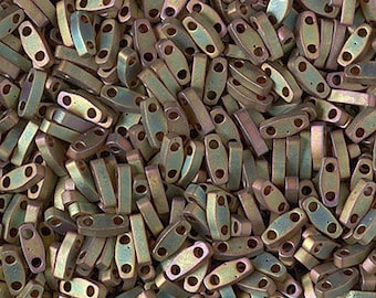 QTL-2035, Iris caqui metálico mate, 5-15 gramos, Miyuki, Quarter Tila Beads, 2 agujeros, 5x1.2x1.9 mm, caqui, morado, cobre, rosa, (qt8)