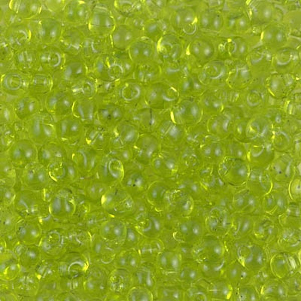 DP-143, Transparent CHARTREUSE,  Miyuki 3.4mm Drop Bead, glass, fringe beads, green, lime, yellow, lemon,  weaving  (db-137)