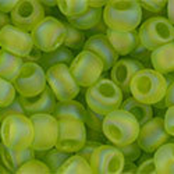 11/0, 8/0, 6/0,  #164F, Trans-Rainbow Frosted LIME GREEN, Toho Seed Bead, green, lime green, yellow, TR-164F