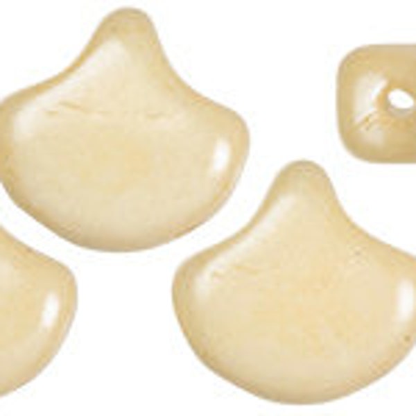 LC03000, LUSTER OPAQUE Champagne, Ginkgo Leaf Bead, 7.5 x7.5 mm, Matubo, 2 hole, Czech glass beads, 10g-20-35 beads (Gk13)