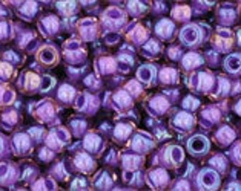 11/0, 8/0, 6/0,  #928, Inside-Color Rainbow ROSALINE/Opaque PURPLE Lined, Toho Seed Bead, purple, rainbow, TR-928