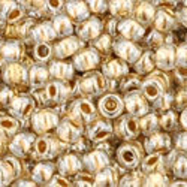 11/0, 8/0, 6/0,  #989, GOLD-Lined CRYSTAL, Toho Seed Bead, special, gold, brown, cream, beige, TR-989