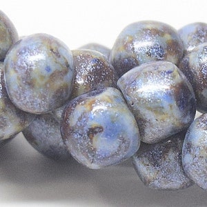 7x7mm, LAPIS BOHEMIAN with PICASSO, Mushroom Beads, Buttons, drop beads, blue, gold, purple, black Knitting, Kumihimo,(b) (mush34)