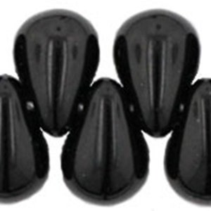 2398, JET, 4x6, 6x4mm drop beads, tear drops, rain drops, Kumihimo, Knitting, Beadweaving, (4x6-20)
