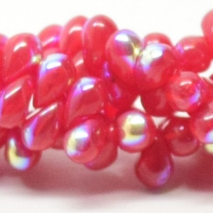 SCARLET AB, 4x6mm, 6x4mm, drop beads, tear drops, pink, white  Kumihimo, Knitting, Beadweaving, (b) (4x6-55)