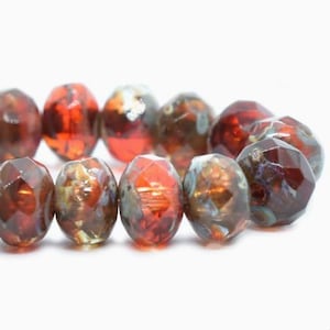 1361, 3x5mm Rondelle, Orange with Picasso Finish, Czech Rondelle Glass Beads (ron3-11)