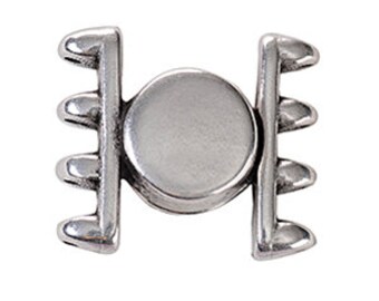 ATENI IV-Superduo, Magnetic Clasp, Cymbal Element, 1 piece, Ant Silver Plated, Made in Greece, Metal Component, (bs)(cym28)