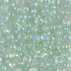 2134, SEA Glass GREEN AB, 4mm Magatama, Miyuki drop beads, fringe beads, green seafoam, Kumihimo, Beadweaving, Beading, Jewelry (m-37)