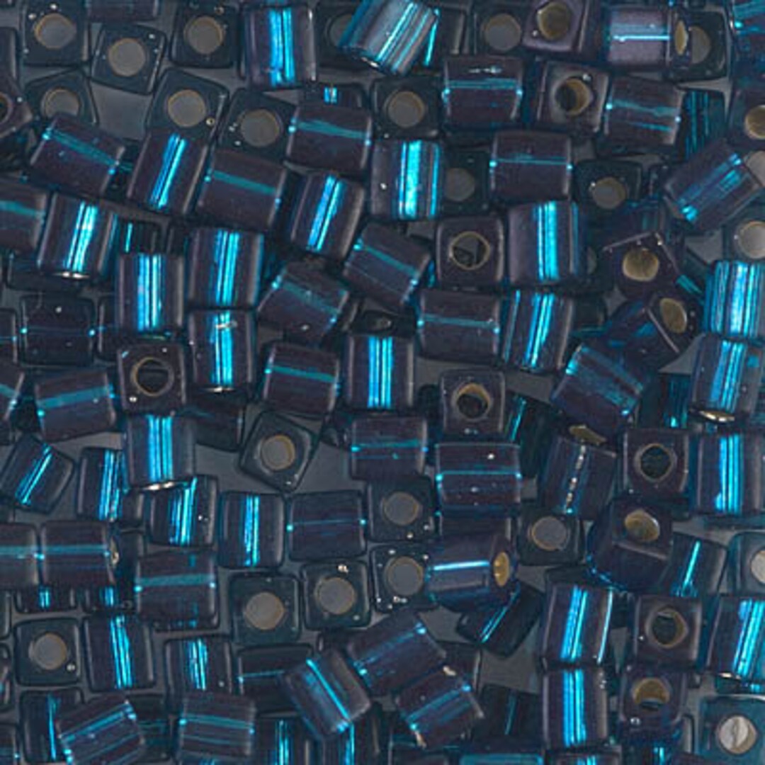MIYUKI様 SB-1425, Miyuki, Dyed Silverlined Blue Zircon, 4x4mm Square Cubed