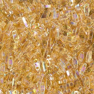 QTL-251, Transparent Light Topaz AB, 5-15 grams, Miyuki, Quarter Tila Beads, 2 hole, 5x1.2x1.9mm, Beadweaving, (qt55)