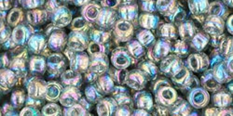 8\/0  #176, Trans-Rainbow BLACK DIAMOND,  Seed Bead, black, gray, rainbow, blue, pink, green, red,  TR-08-176