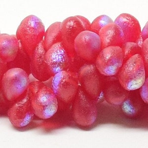 SCARLET AB ETCHED, 4x6mm, 6x4mm, drop beads, tear drops, pink, white  Kumihimo, Knitting, Beadweaving, (b) (4x6-51)