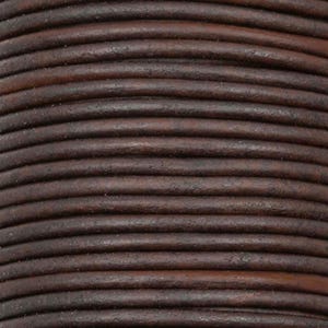 2mm Round, Antique Dark Brown Leather Cord, Real Leather, (lea15)