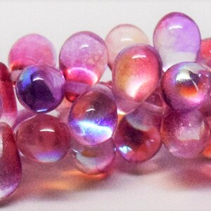 ROSEN-HIMMEL, 6x9mm, gold, lila, gelb, rosa, orange, Regenbogen, Tropfenperlen, Kumihimo, Beadweave, (6x9-29)