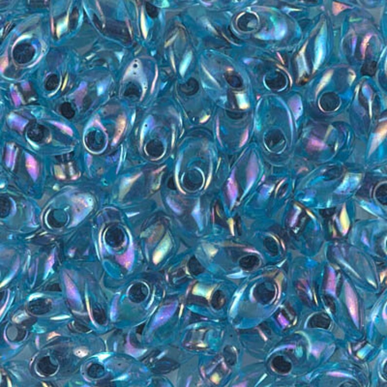 NOIR Lined AQUA AB Lm102 Miyuki 4x7 Long Magatama black kumihimo blue 2168 glass 10-25 grams beadweaving,