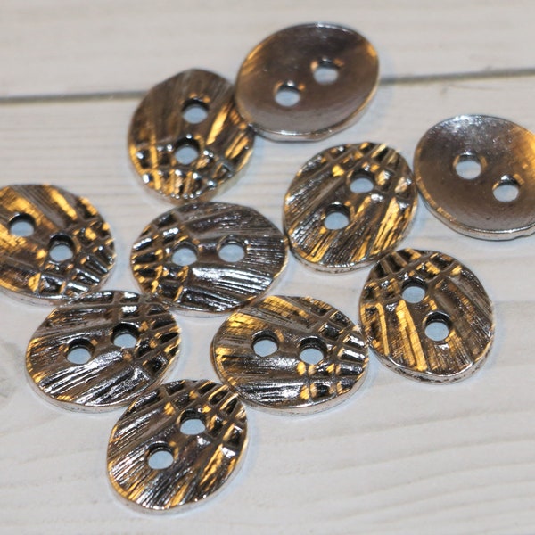 12x16mm Oval Silver Pewter, Metal Button/Shank, Antique Silver, Shell Button, Lead/Nickel Free, Sewing, Bracelet, Jewelry, (but3)