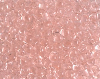 DP-155, Transparent Light TEA Rose, Miyuki 3.4mm Drop Bead, fringe beads, pink, peach, rose, primrose, kumihimo (db-134)