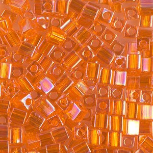 SB-253, Miyuki, Transparent Orange AB, 4x4mm square beads, glass beads, Kumihimo, Beadweaving, (msb4)