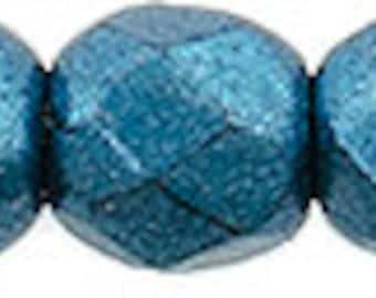 50, 04-04B07, Saturated Metallic Shaded Spruce, ColorTrends, 3mm Czech Fire Polished, Faceted  Round Glass Beads, (4-115)